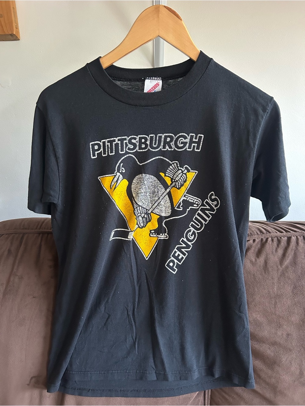 Vintage Jerzees Black Pittsburgh Graphic Tee with White Print